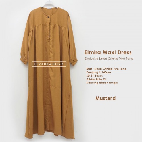 Elmira-026 Basic Dress Linen Crinkle Two Tone